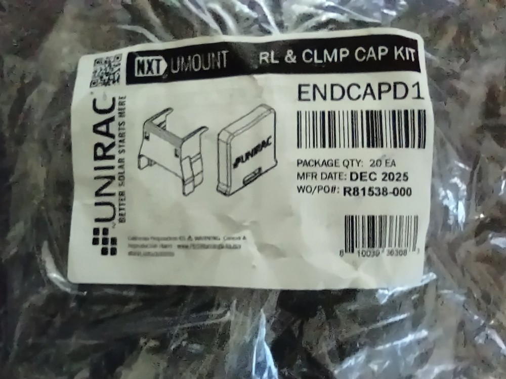 Unirac Black Solar Panel Rail End Caps ENDCAPD1 - 20 Count