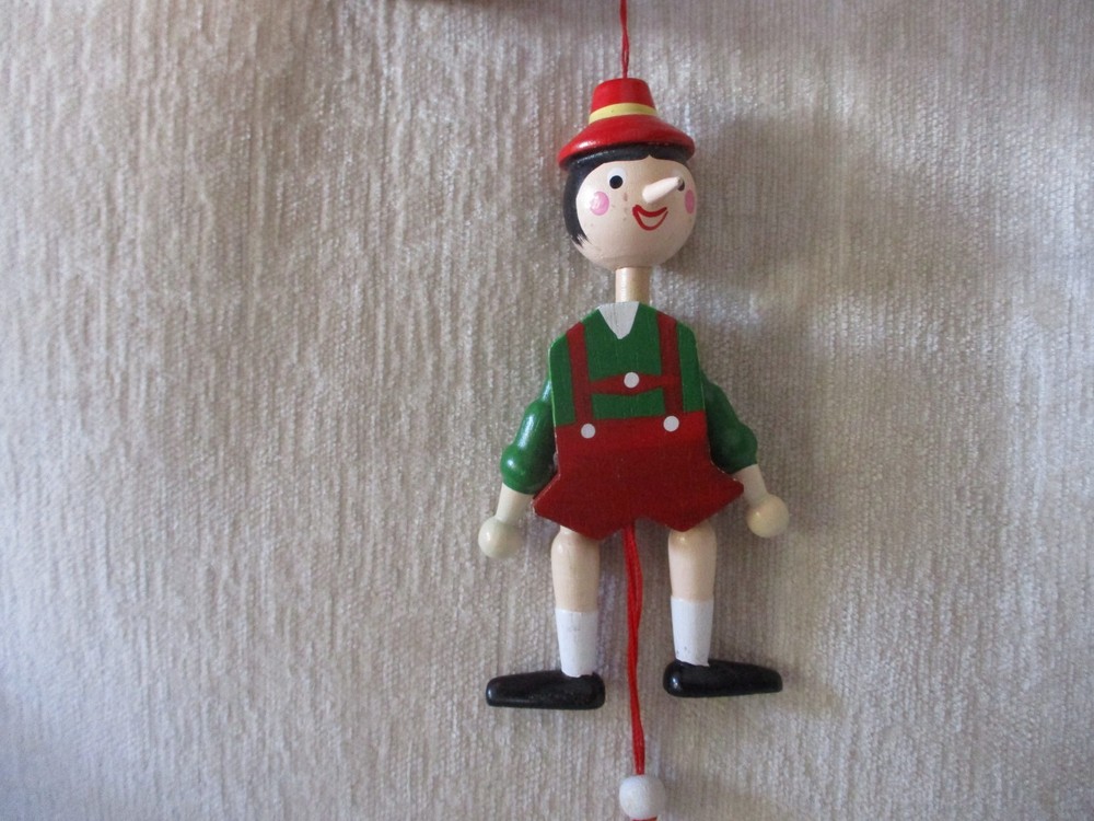 Handcrafted Wooden Bavarian Acrobat Toy Pull String Decor