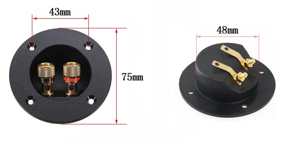 3" Round 2-Way Binding Post Screw Cup Connector Speaker Box Terminal Cup (Black