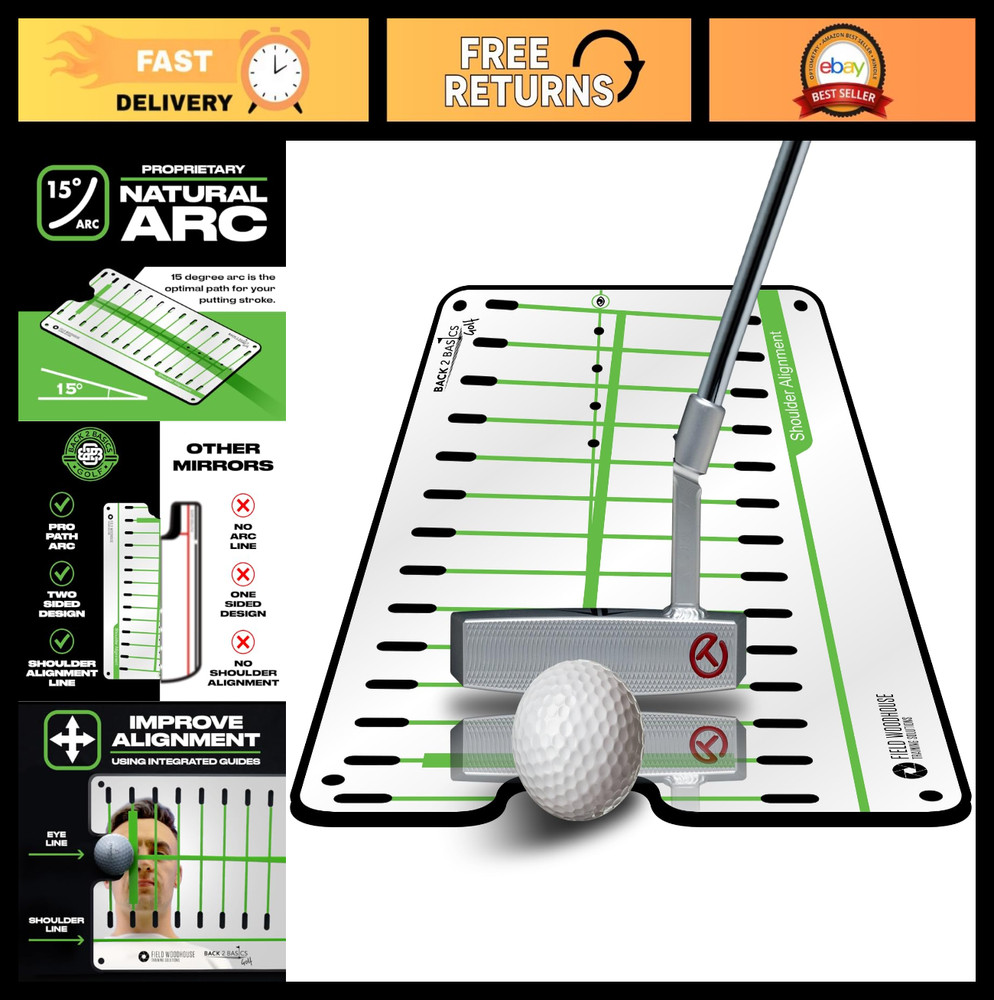 Golf Putting Mirror Aid - Dual Sided Alignment Tool for Indoor Training, Compact