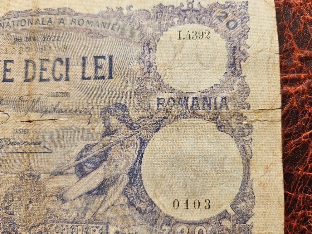 Romania 20 lei 1922 rare banknote