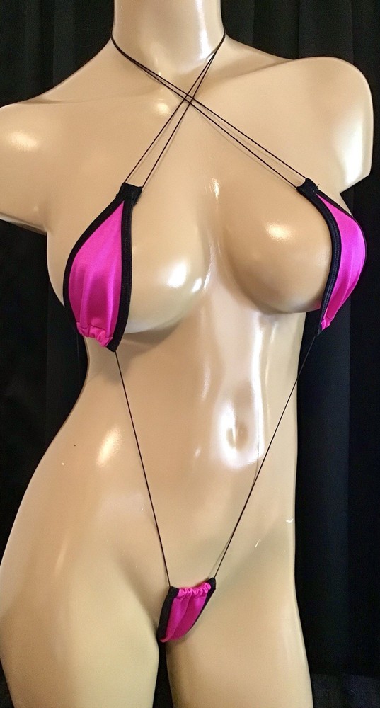 Exotic Dancer Stripper Rave Micro String Monokini Neon Pink OSFM