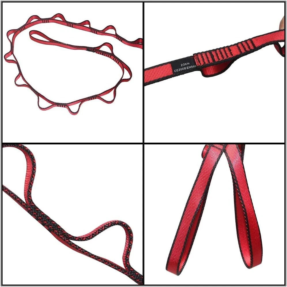 2pcs Adjustable Daisy Chains 23KN Strong Climbing Strap Nylon Red