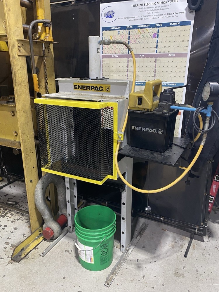 Enerpac 10 Ton H-frame Press, Adjustable Bed With Electric Pump.
