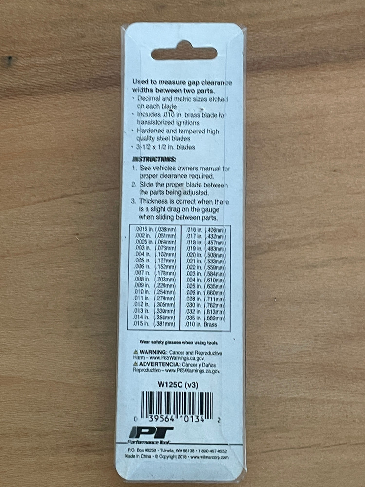 Performance Tool Feeler Gauge - 32 Blades W125C