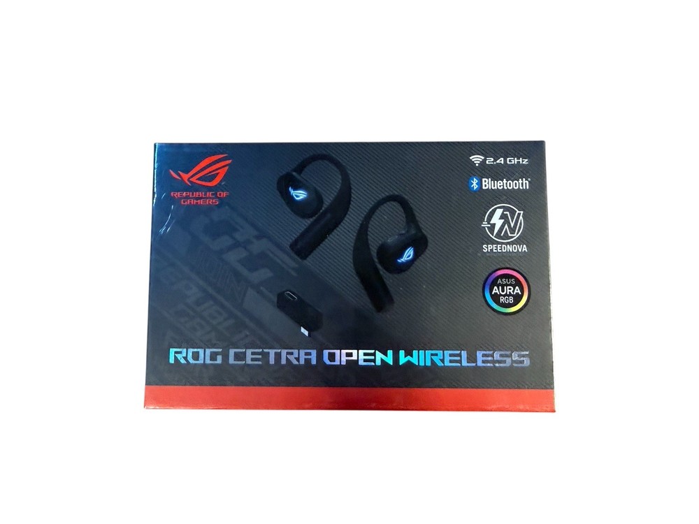 New Asus ROG Cetra Open Wireless Ear-Hook Bluetooth Earbuds with Case Black