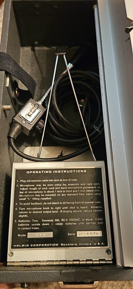 Holmin 300 Portable PA System, W/2 Keys, Microphone, Speaker Untested,