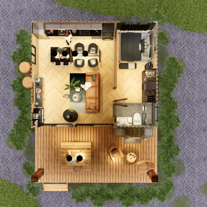 Container house plans - 1 bedroom - 1 bathroom - Digital PDF File
