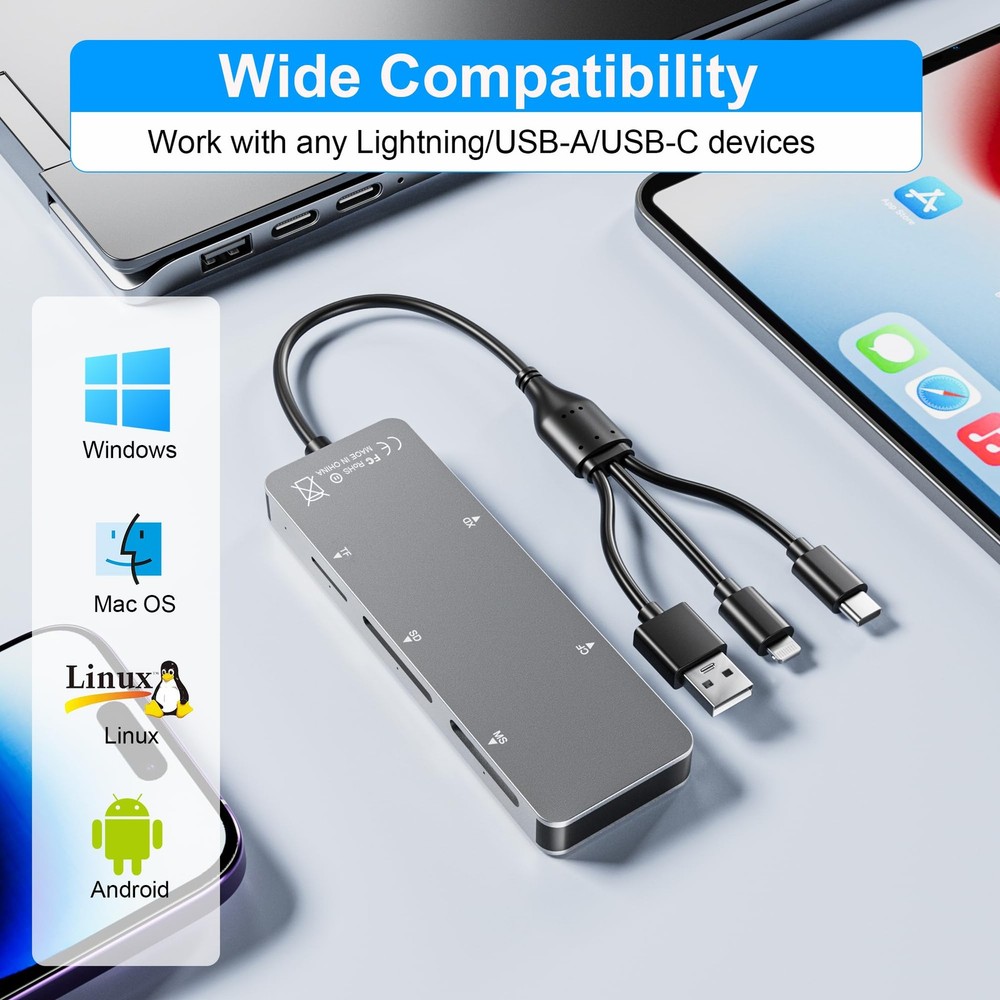 Memory Stick pro Duo Adapter 5-in-1 Multi Card Reader Supports Silver