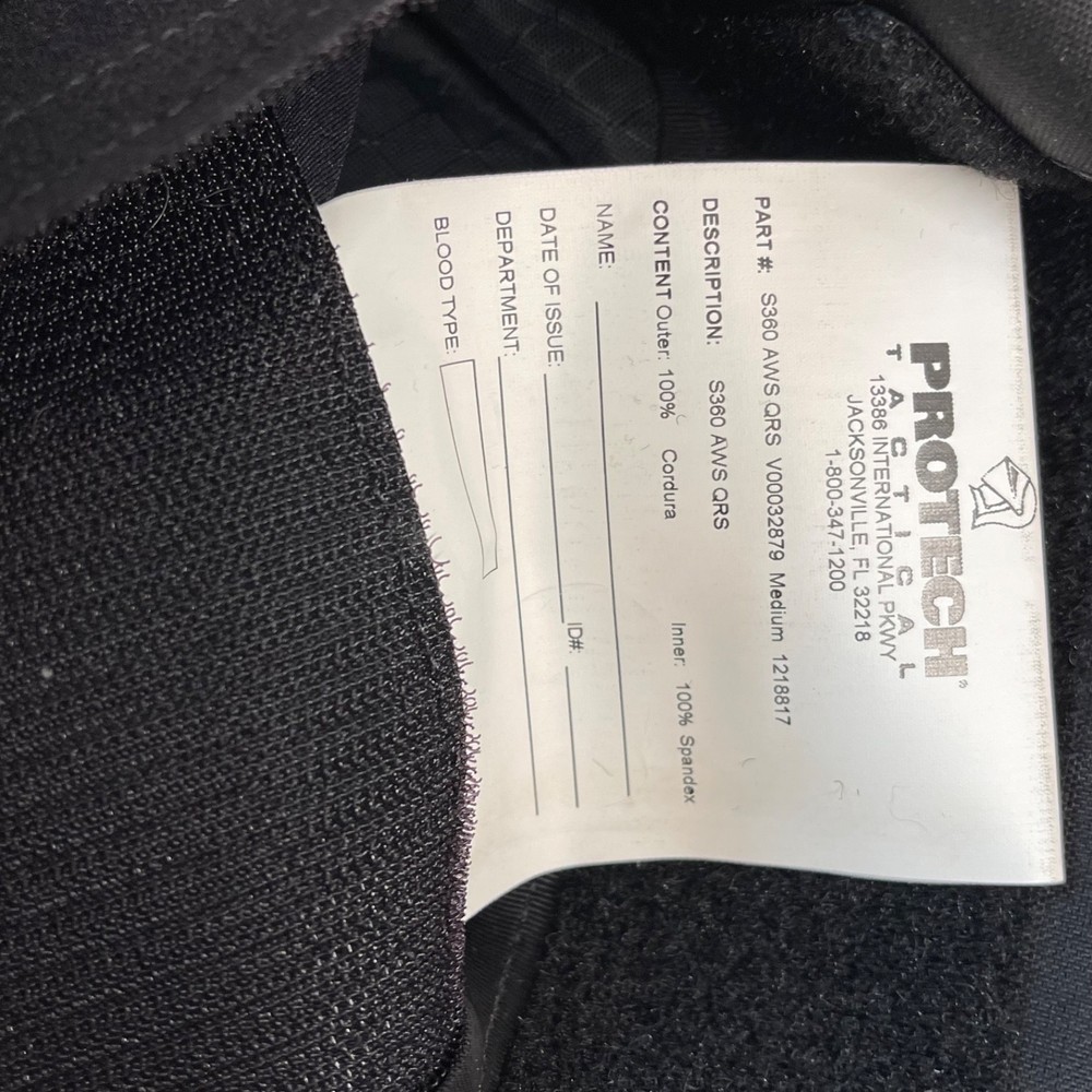 PROTECH Tactical Armor Plate Rack Carrier SHIFT AWS QRS Medium Black Webless