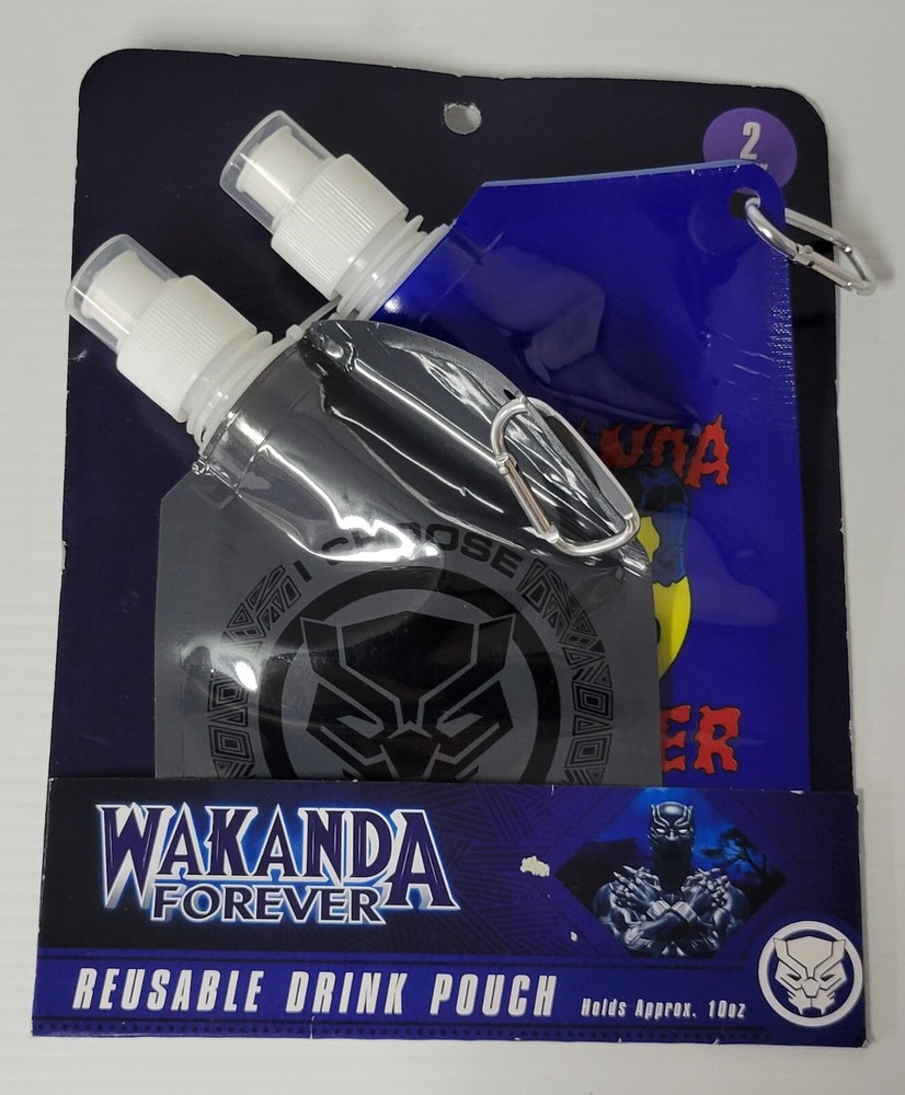 LL) Wakanda Forever 2 Pack 10oz Reusable Drink Pouch