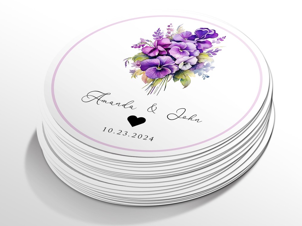 Personalised wedding round sticker labels, custom stickers