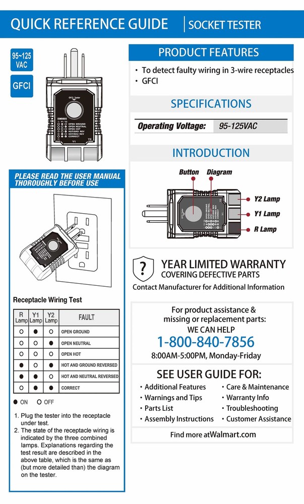 GFCI Receptacle Outlet Tester