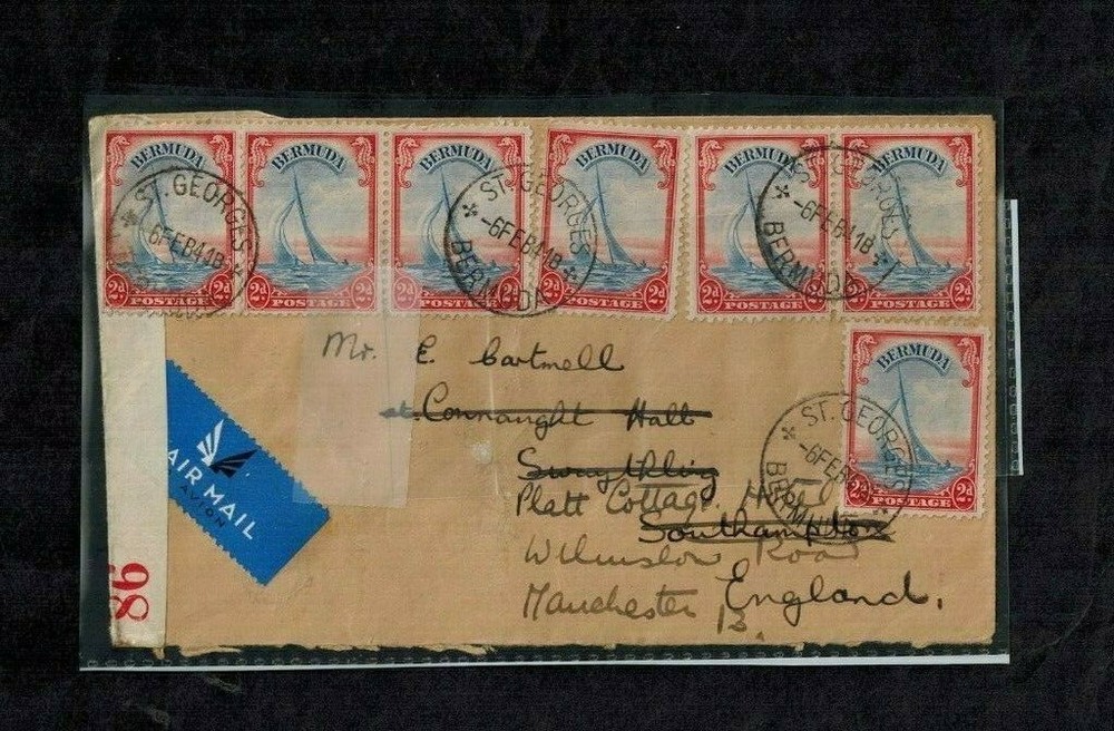 Bermuda WWII Censor Cover C22 Red Censor #86