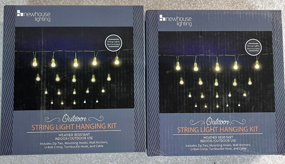 Newhouse Lighting 48 ft String Light Hanging, Mounting Kit, Wire, Mounting Hooks