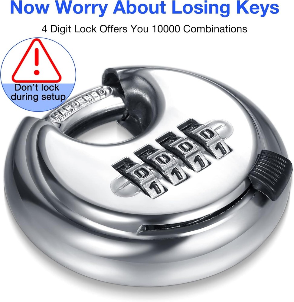 10-Pack 4-Digit Combination Padlock with Stainless Steel Dial (Silver)