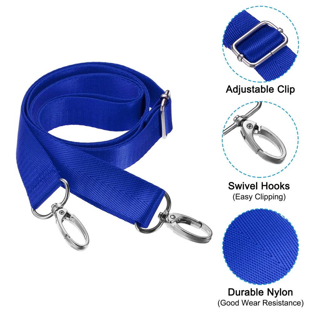 59" Shoulder Strap, 0.98" Width Adjustable Strap with Swivel Hooks, Dark Blue
