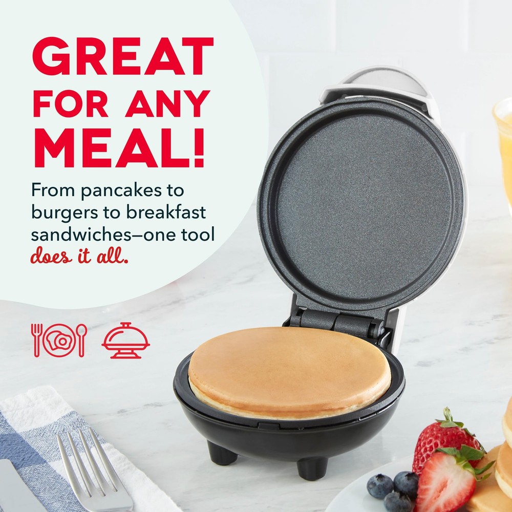 Dash Mini Maker Griddle - Compact Breakfast and Pancake 4 Inch, White