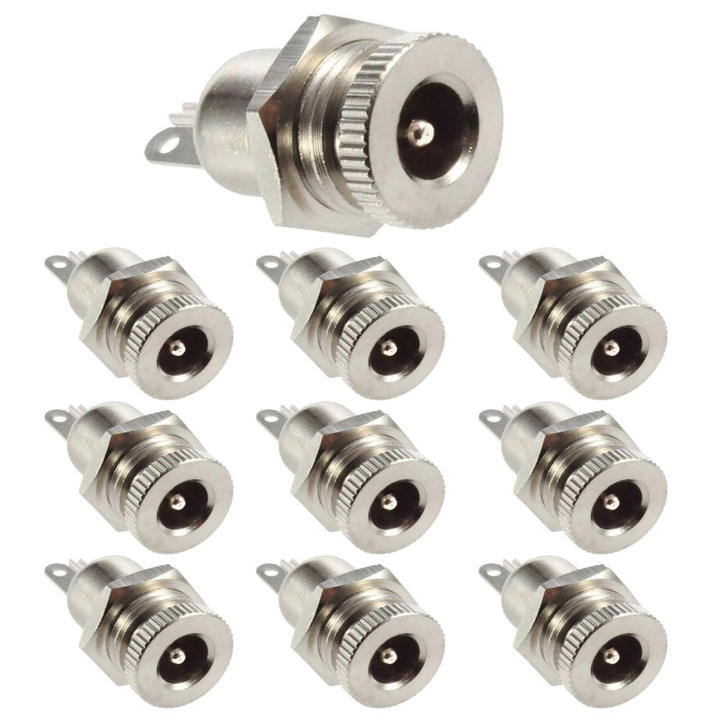 CESS DC Power Jack Socket 5.5 x 2.1mm, Threaded Female Panel Mount Connector...