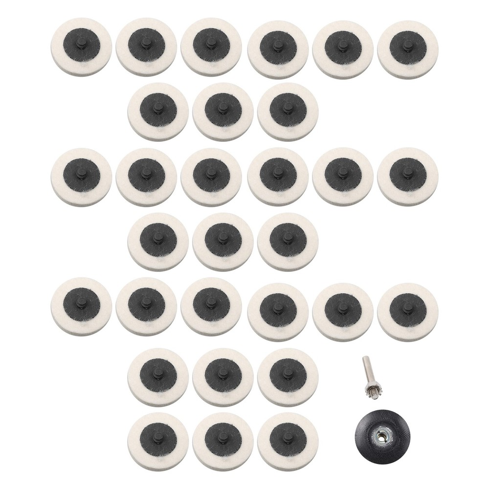 LABLT 30× 2" Compressed Wool Fabric Sanding Disc Buffer Pad Holder w/ 1/4" Shank