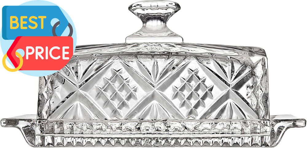 Butter Dish with Lid, Dublin Crystal Collection, 8", Clear