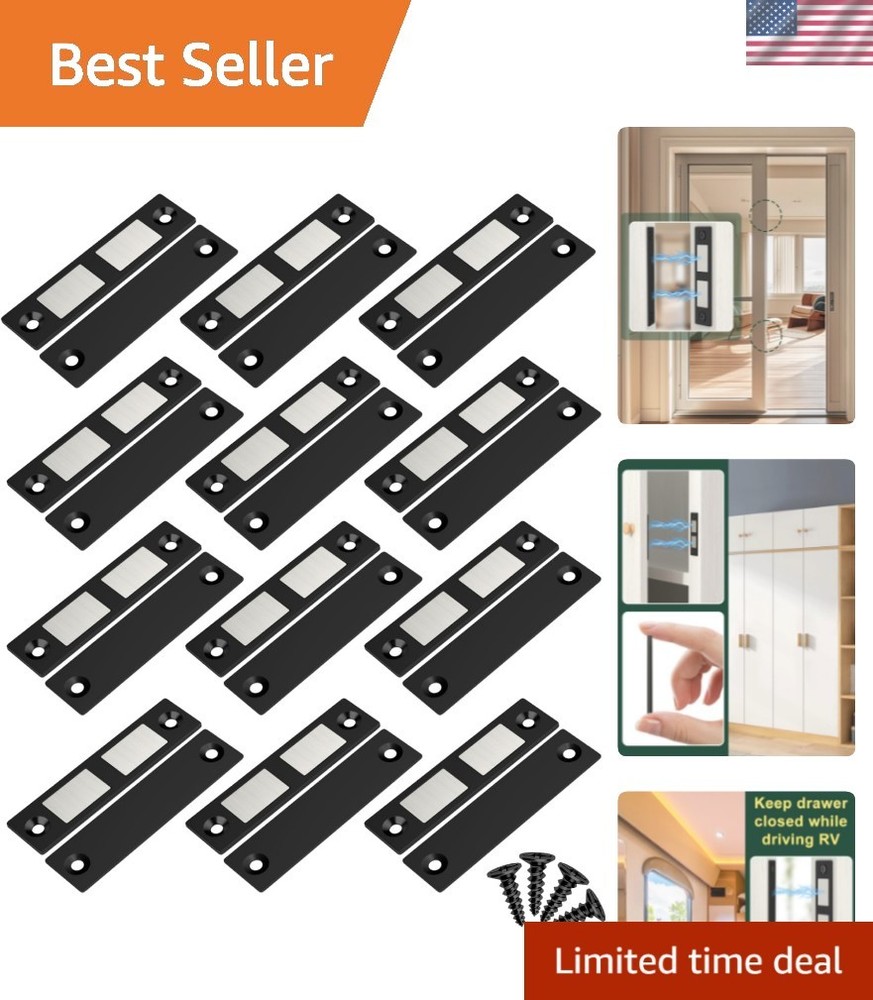 Ultra-Thin Magnetic Door Latch - 12 Pack Cabinets & Closets Closure Solution