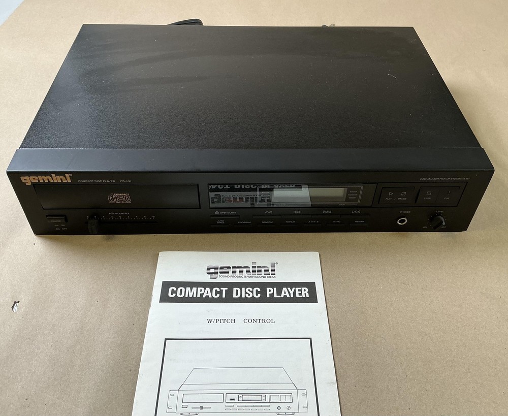 Gemini CD-100 Compact Disc Player Single CD DJ Pitch Control Stereo Black