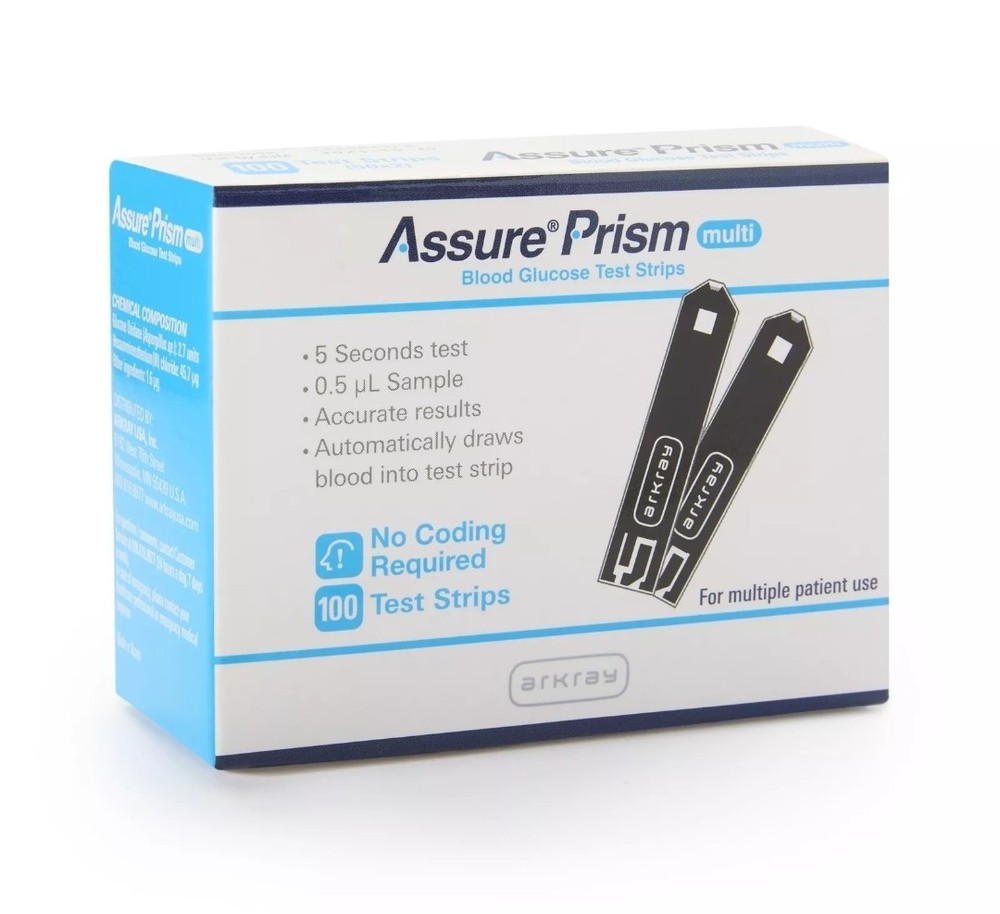 Assure Blood Glucose Diabetic Test Strips Automatic Coding 530100 100 Per Box