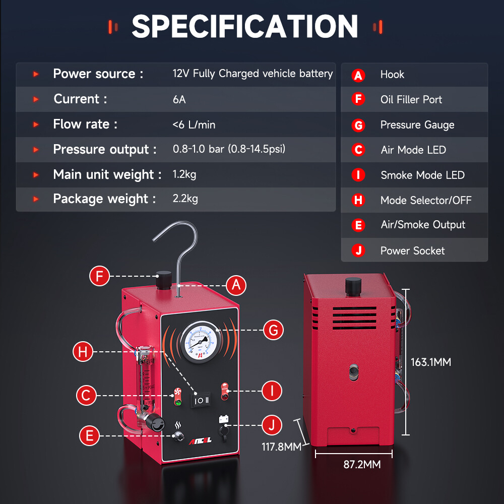 ANCEL S300 Lite Auto EVAP Smoke Machine Vacuum System Leakage Detection Tester
