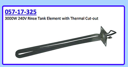 3000W 240V RINSE TANK ELEMENT WITH THERMAL CUT-OUT 057-17-325