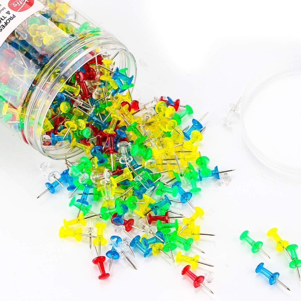 Push Pins 600 Count Clear Multicolored