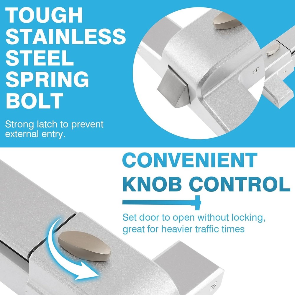 Panic Bars for Exit Doors, 27.5” Stainless Steel Emergency Door Push Bar Exit