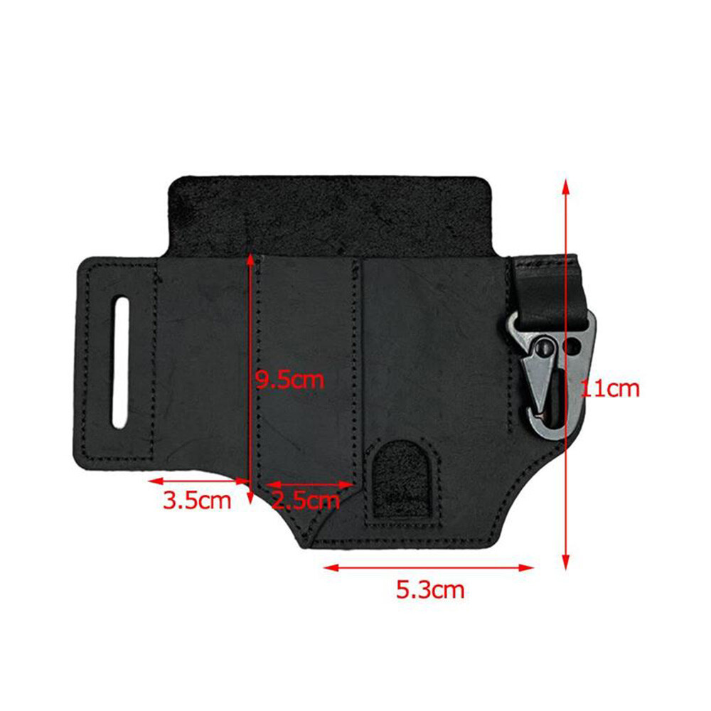 EDC Leather Sheath For Knife Belt Flashlight Holster Multitools Organizer US TS