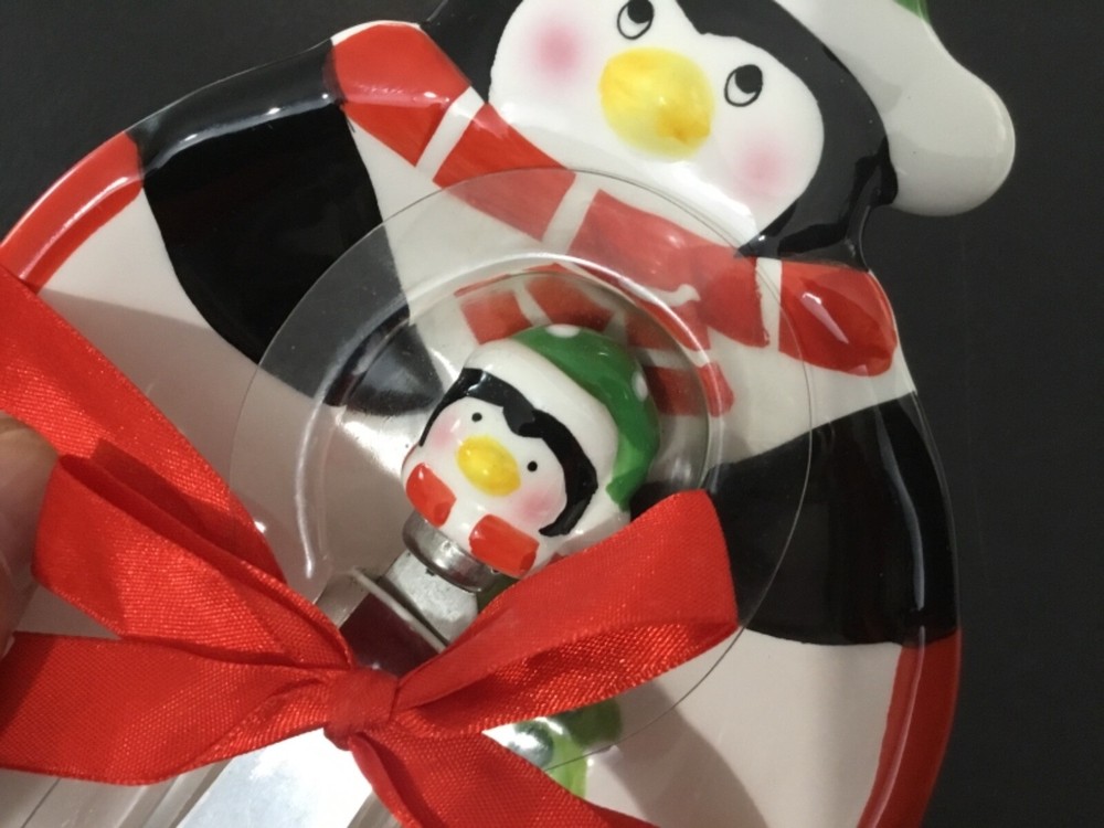 Ceramic Snowman Shaped Dish with Matching Small Spreader