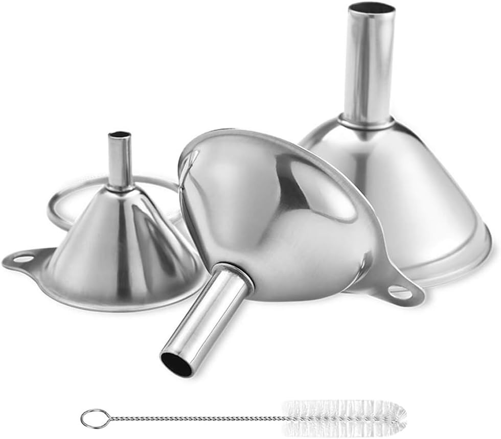 Large, Medium & Small Stainless Steel Funnels - Durable Kitchen Essential Set