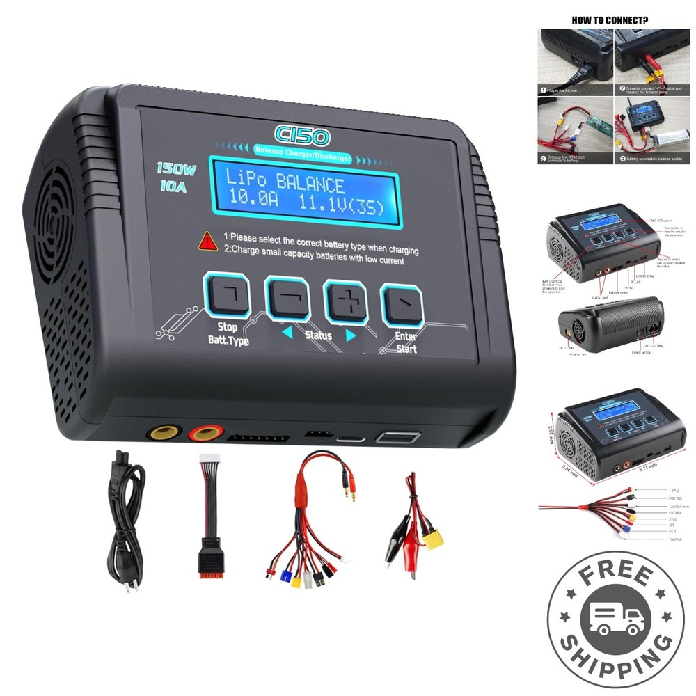 Compact Charging Solution: 1-6S Lipo Battery Charger 150W with Smart Features