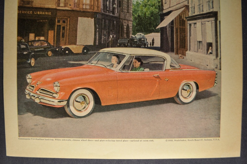 1953 Studebaker Commander Starliner Single Page Ad Sheet Nice Original 53