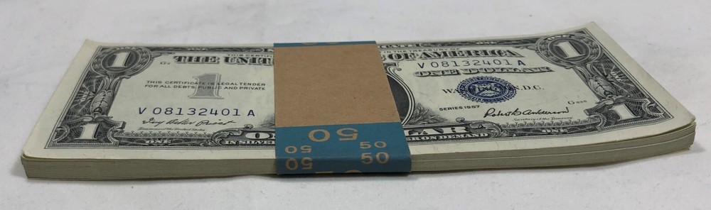 1957 Silver Certificate $1 Notes. 50 Consecutive Gem Pack.