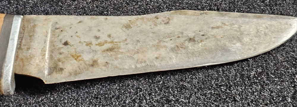 Vintage Cattaraugus WWII Fixed Blade Knife W/ Piece Of Scale Missing From Handle