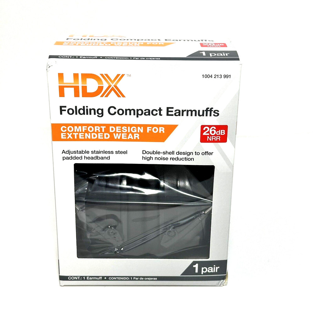 HDX Folding Compact Earmuffs-Double Shell Noise Reduction 26 db
