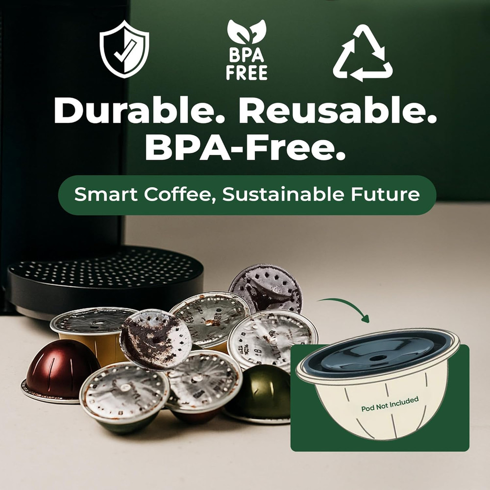 Reusable Coffee Capsule Lids - Refillable Pod Lids for Nespresso Vertuo, Compati