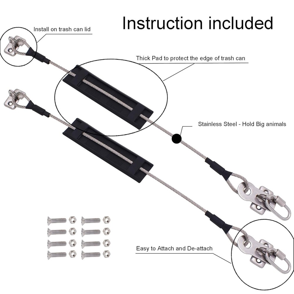 Bear Proof Trash Can Lock Set - 96 Gallon Outdoor Garbage Bin Straps