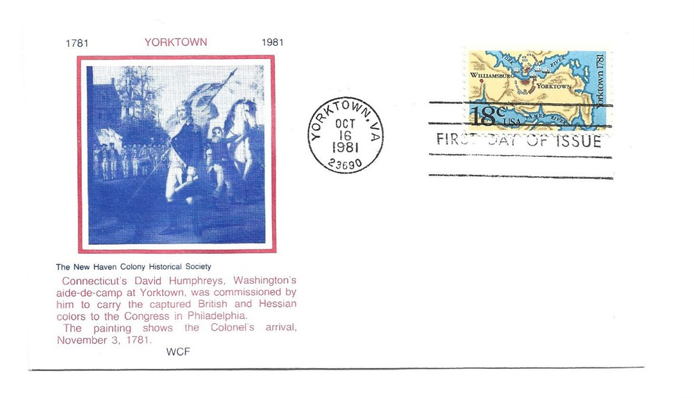 1937 Yorktown WCF, blue, FDC