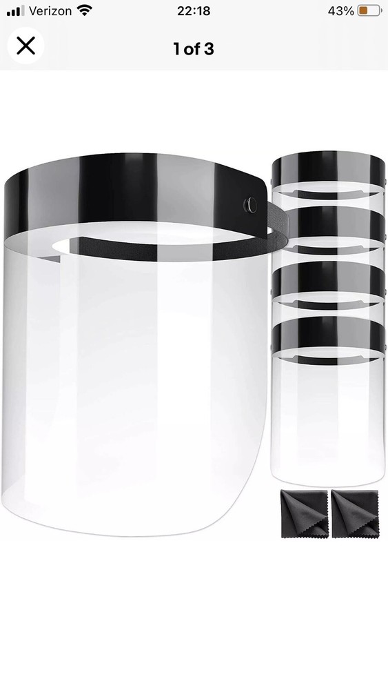 Safety Face Shield Clear Face Shield With Foam, 5-pack