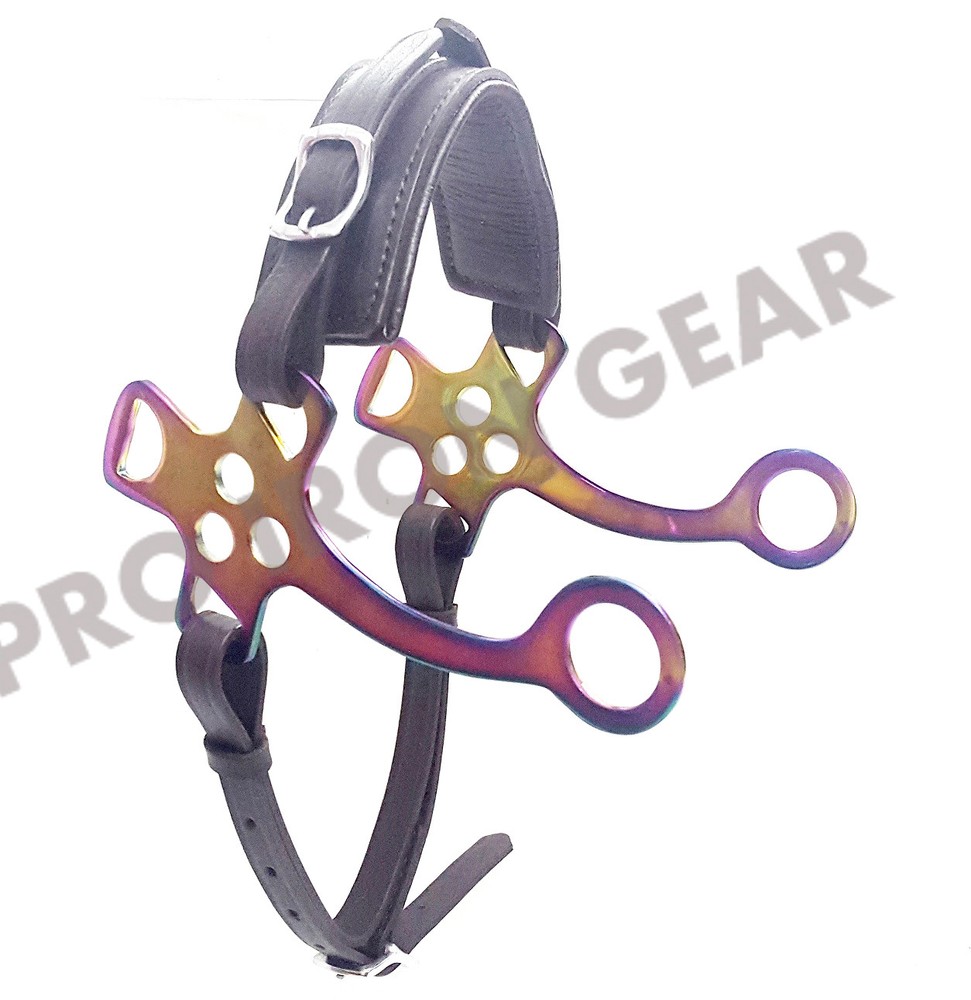 Rainbow Hackamore Bitless Horse Bit English Western Adjustable Leather (BROWN)