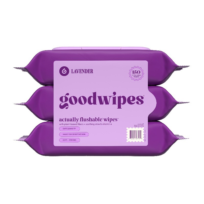 Flushable Butt Wipes Lavender Scented 3 Pack 150 Total Wipes