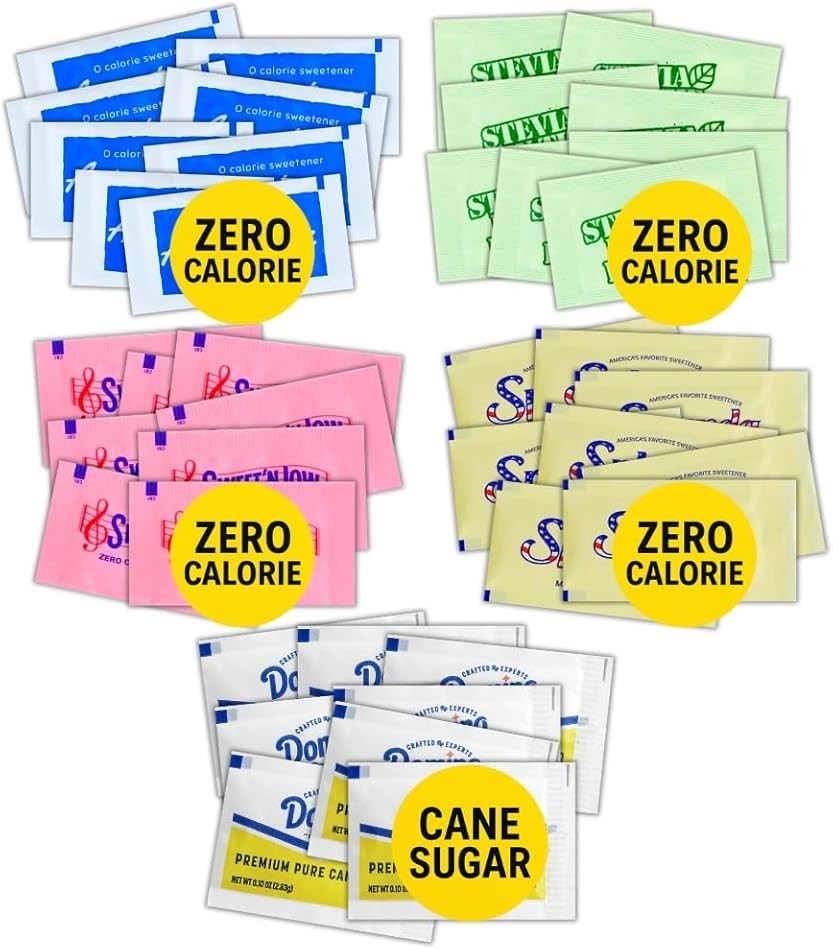 Sugar Packets and Sweetener Packets by Innovatech AG - 100 Count Assorted Pack w