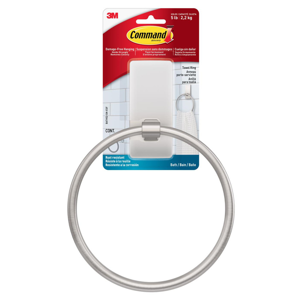 Command Towel Ring [Removable]: 1 ring (Satin Nickel)