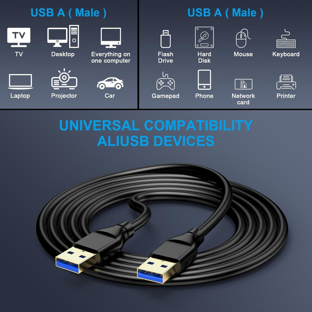 USB to Cable 6FT, 2Pack USB3.0 Male Type A A 6FT