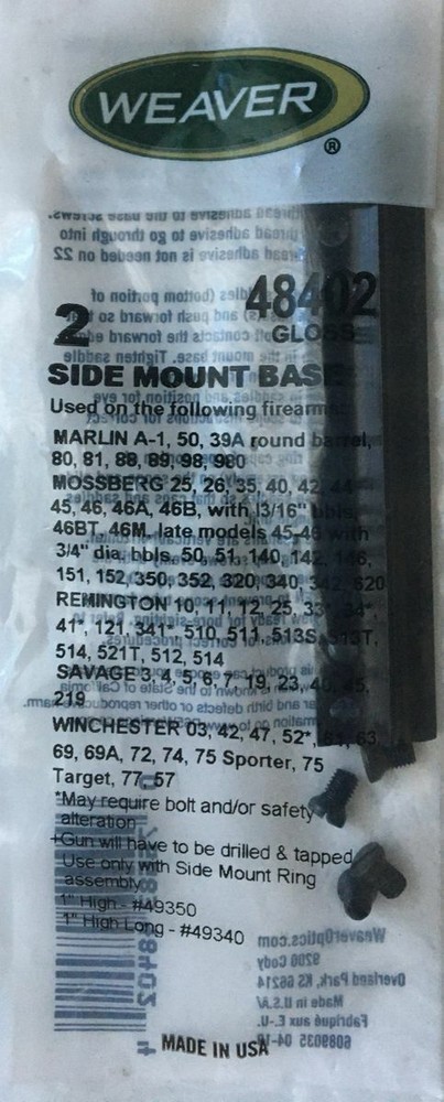Weaver 48402 Side Mount Scope Base #2 -Remington (See List)